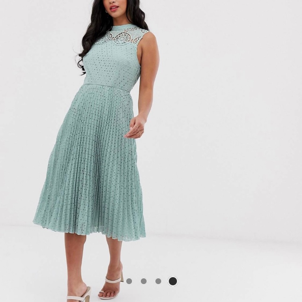 ASOS DESIGN Petite High neck sleeveless pleated dress